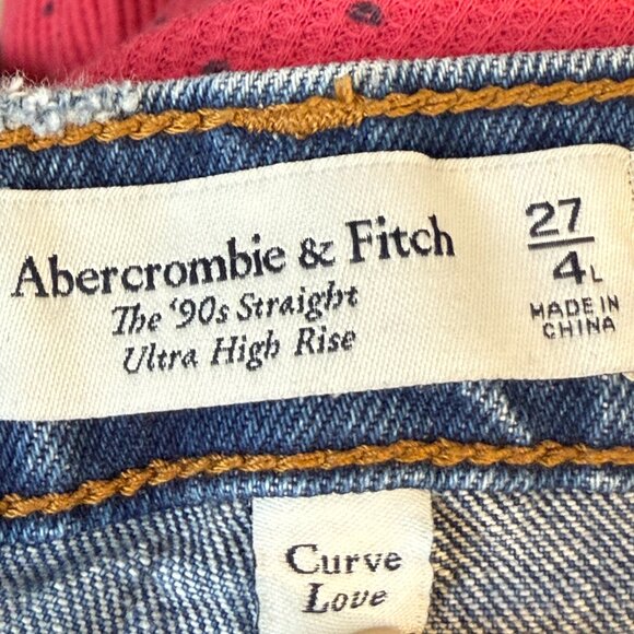 Abercrombie Jeans 90s Straight Ultra High Rise Distressed 27 Long Size 4 - Picture 5 of 7